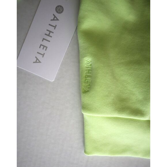 Athleta 473713062 Women Sz M Citron/Yellow Green Easy Fleece 1/2 Zip Hoodie - Picture 6 of 10